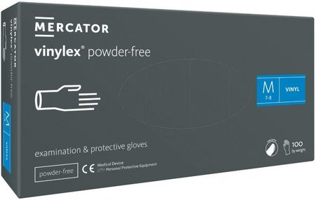 Mercator Vinylex Powder Free, Winylowe, Bezpudrowe Rękawiczki Diagnostyczne I Ochronne, Rozm. M