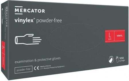 Mercator Vinylex Powder Free, Winylowe, Bezpudrowe Rękawiczki Diagnostyczne I Ochronne, Rozm. L