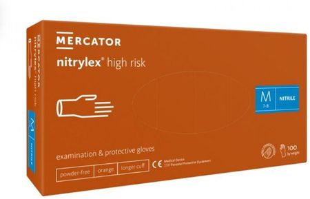 Mercator Nitrylex High Risk, Nitrylowe Rękawiczki Bezpudrowe Rozm. M, 100Szt.