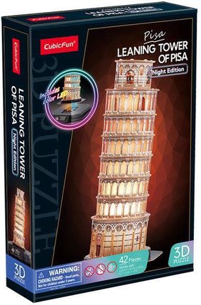 Dante Puzzle 3D Led Krzywa Wieża W Pizie 42El. Wersja Nocna L535H Cubic Fun