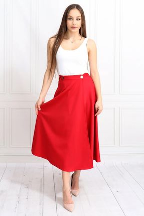 Elegancka spódnica midi (Czerwony, XL)