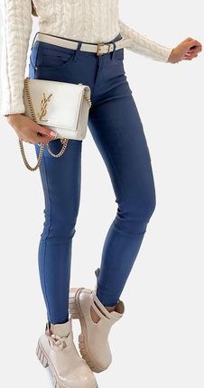 Granatowe spodnie slim woskowane matowe F049-11 XL