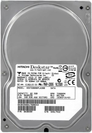 Hitachi DESKSTAR 7K80 80GB SATA (HDS728080PLA380)