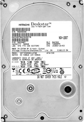 Hitachi Deskstar T7K500 500GB ATA133 (HDT725050VLAT80)