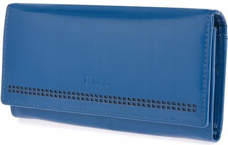 Pojemny portfel damski skórzany w wyrazistych kolorach Bellugio niebieski