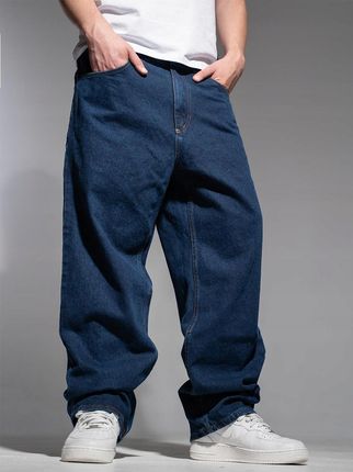 Szerokie Spodnie Jeansowe Męskie Baggy Ciemne Niebieskie Jigga Wear L