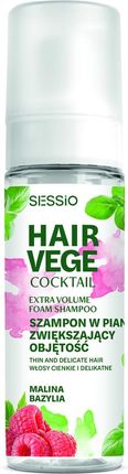 Sessio Hair Vege Cocktail Szampon W Piance Zwiększający Objętość Włosów Malina I Bazylia 175 g
