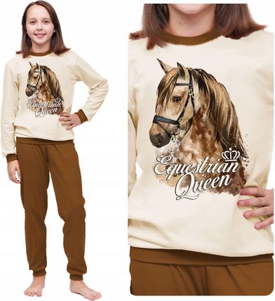 Bawełniana Długa Piżama Dla Dziewczynki Koń 152