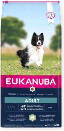 Eukanuba Dla dorosłych psów małych i średnich ras bogata w jagnięcinę i ryż 12kg
