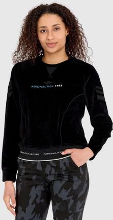 AERONAUTICA MILITARE Czarna welurowa bluza damska z wieloma zdobieniami