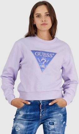 GUESS Fioletowa bluza damska z wyszywanym logo
