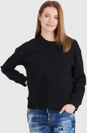 VALENTINO Czarna bluza damska z wytłaczanym logo