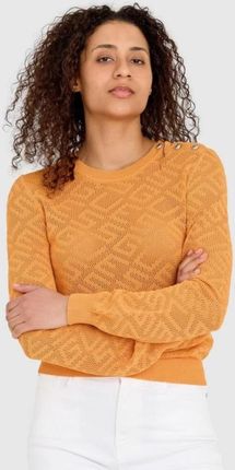 GUESS Pomarańczowy sweterek dzianinowy w monogram guess