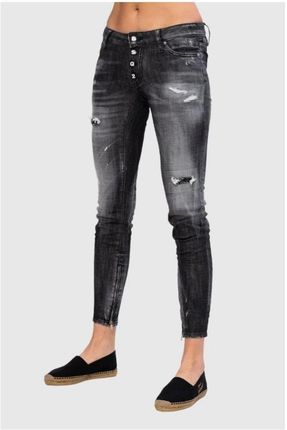 DSQUARED2 Medium waist skinny jeans czarne jeansy damskie