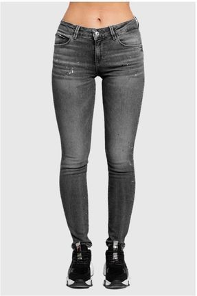 GUESS Szare jeansy damskie z brokatem