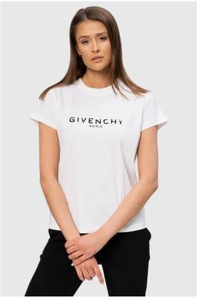 GIVENCHY Biały t-shirt damski z czarnym logo vintage