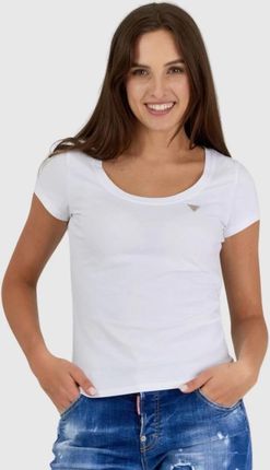GUESS Biały t-shirt damski z okrągłym dekoltem