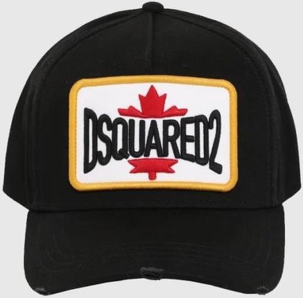 DSQUARED2 Czarna czapka z daszkiem z haftowaną naszywką