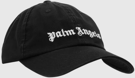 PALM ANGELS Czarna czapka z daszkiem i haftowanym logo