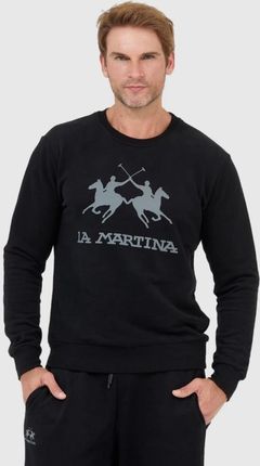 LA MARTINA Czarna bluza męska z szarym logo