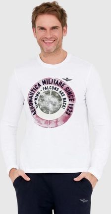 AERONAUTICA MILITARE Biały longsleeve męski z okrągłym logo