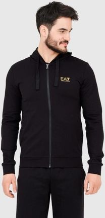 EA7 Czarna bluza z kapturem i złotym logo