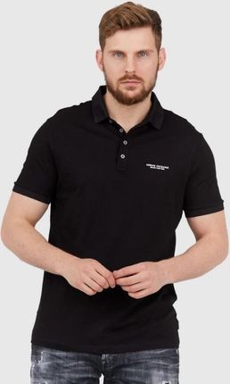 ARMANI EXCHANGE Czarna koszulka polo z białym logo