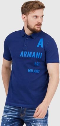 ARMANI EXCHANGE Granatowa koszulka polo z nadrukiem
