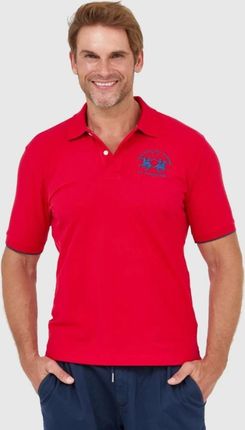 LA MARTINA Czerwona koszulka polo z wyszywanym logo