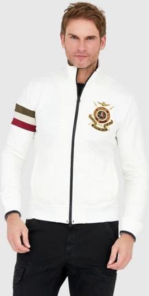 AERONAUTICA MILITARE Biała rozpinana bluza męska z haftowanym logo