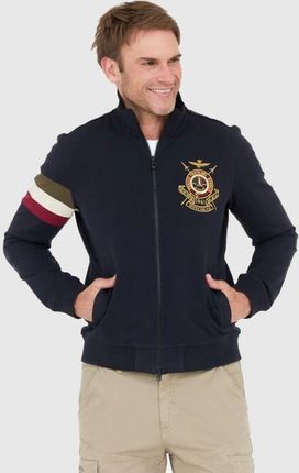 AERONAUTICA MILITARE Granatowa rozpinana bluza męska z haftowanym logo