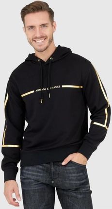 ARMANI EXCHANGE Czarna bluza męska z kapturem ze złotym logo