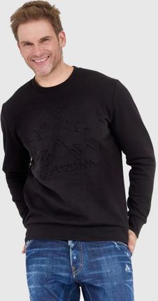 LA MARTINA Czarna bluza męska z tłoczonym logo