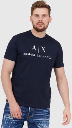 ARMANI EXCHANGE Granatowy t-shirt męski z białym logo