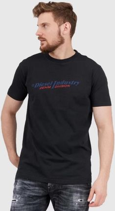 DIESEL Czarny t-shirt męski z granatowym logo