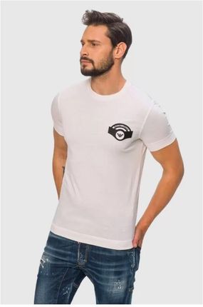 EMPORIO ARMANI Biały t-shirt męski z wyszywanym logo