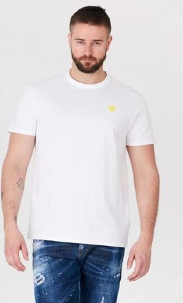 GUESS Biały t-shirt męski z żółtym logo