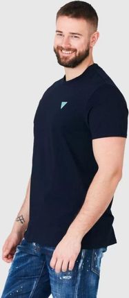 GUESS Granatowy t-shirt męski z turkusowym logo