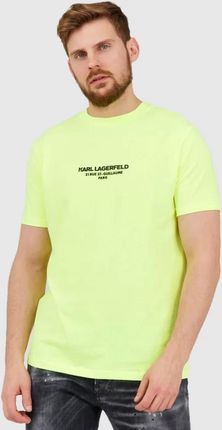 KARL LAGERFELD Neonowy t-shirt męski z wypukłym logo