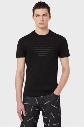 EMPORIO ARMANI T-shirt męski, czarny wyszywane logo