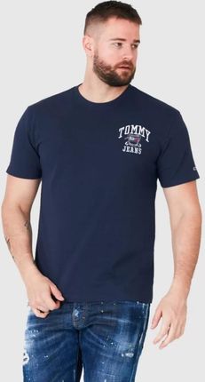 TOMMY JEANS Granatowy t-shirt męski z wyszywanym logo