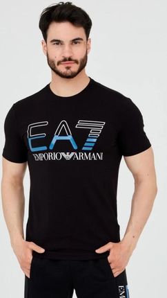 EA7 T-shirt męski czarny z dużym białym logo
