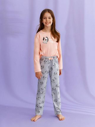 Piżama dziewczeca,Zebra,długi rekaw i spodnie 92-110 (jasny łosoś, 92)