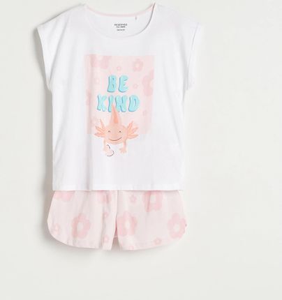 Reserved - Dwuczęściowa piżama z nadrukiem - Różowy