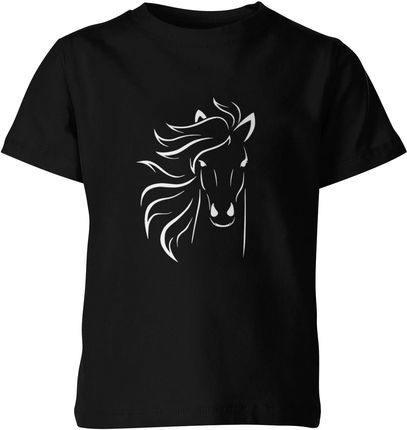 Koń Dziecięca koszulka minimalistyczna (152, Czarny)