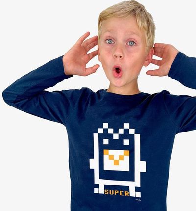 Koszulka T-Shirt Z Długim Rękawem Chłopięca Bawełna Stworek Pixel 164 Endo