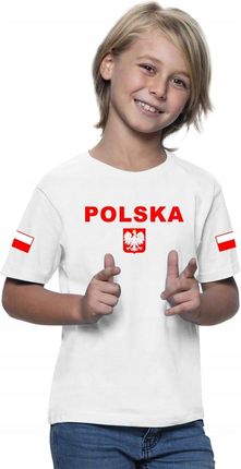 T-shirt biały Koszulka Dziecięca Polska r.128