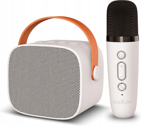 Głośnik Bluetooth z Mikrofonem - Zestaw Karaoke - Biały - Maxlife MXKS-100