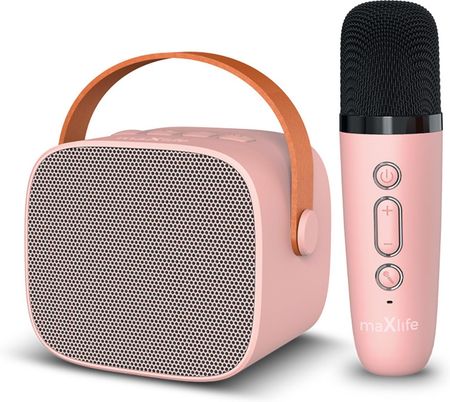 Głośnik Bluetooth z Mikrofonem - Zestaw Karaoke - Różowy - Maxlife MXKS-100