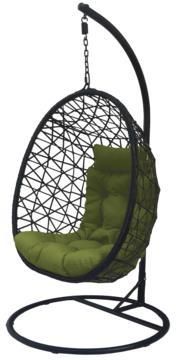Fotel wiszący okrągły czarno-zielony